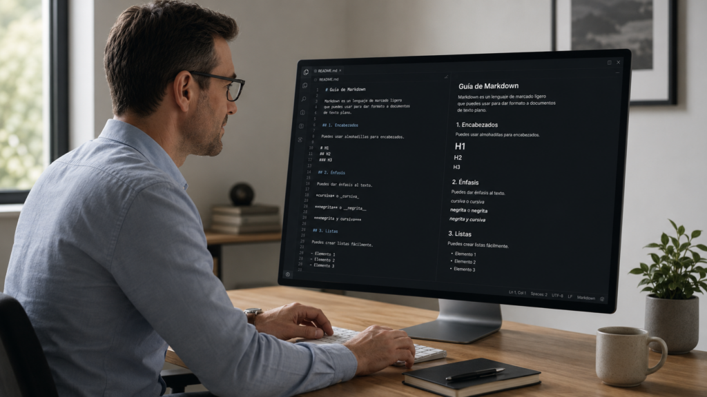 Markdown. Imagen generada con IA.